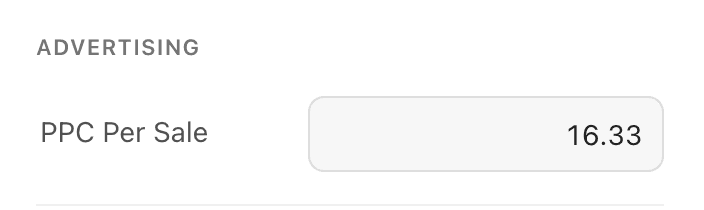 PPC per sale input field