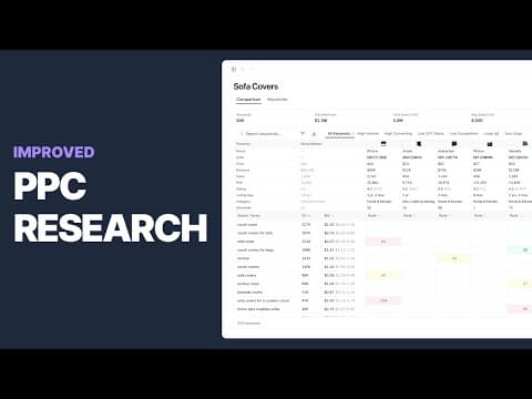 Compare keywords across ASINs — demo preview